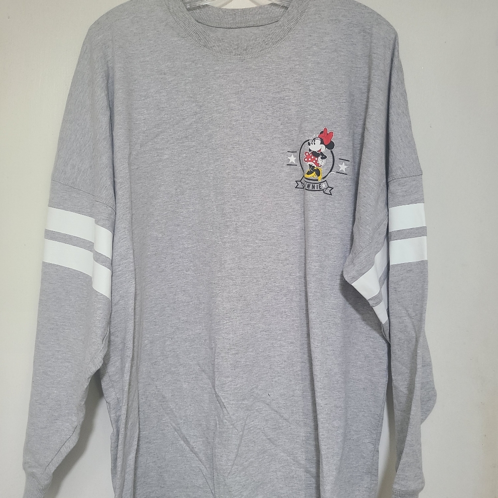 Amazon Disney Jersey Womens Mickey Minnie Mouse Long Sleeve. Heather Gray, NWOT